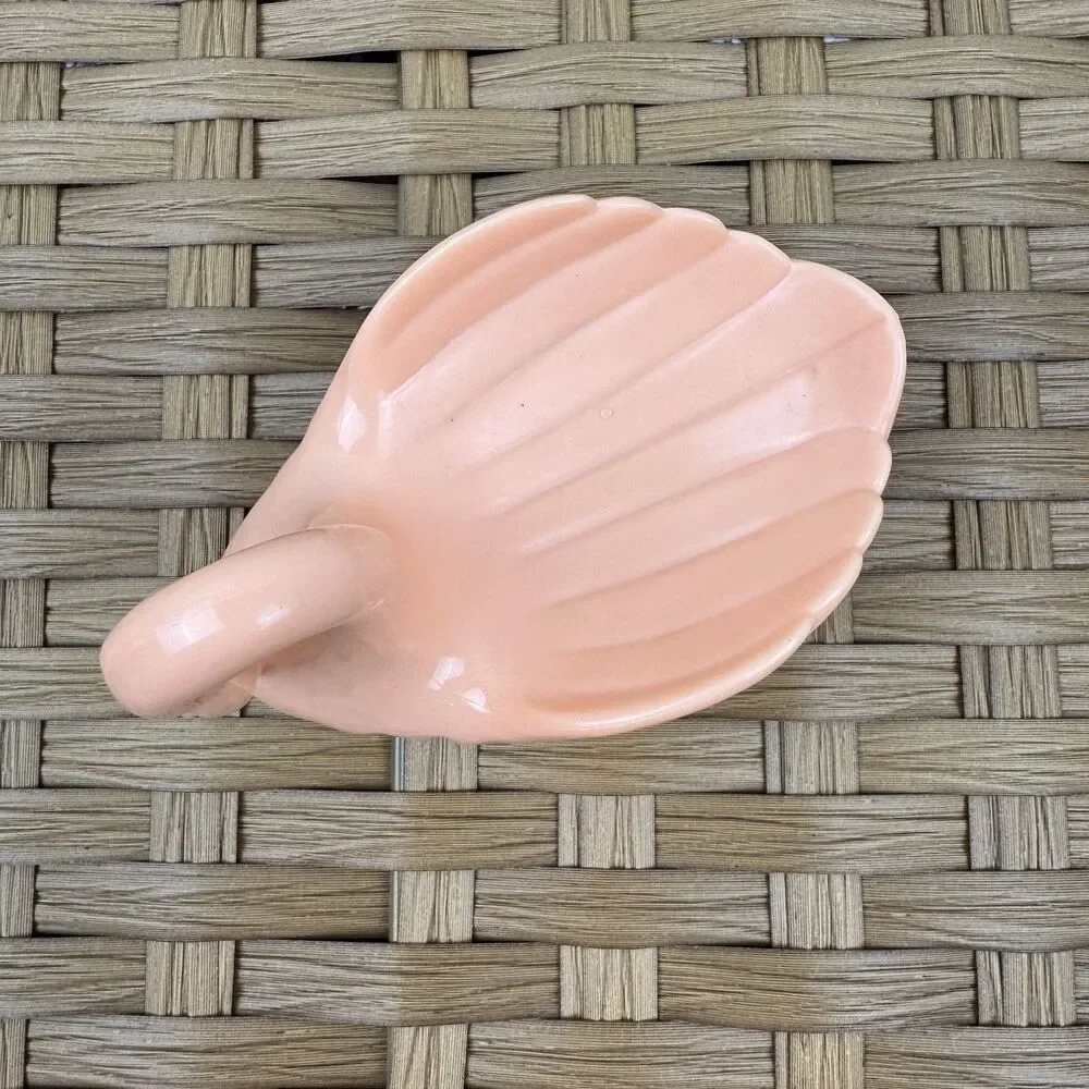 Vintage Peach Pink Swan Soap Dish Plastic Holder Retro Bathroom Decor